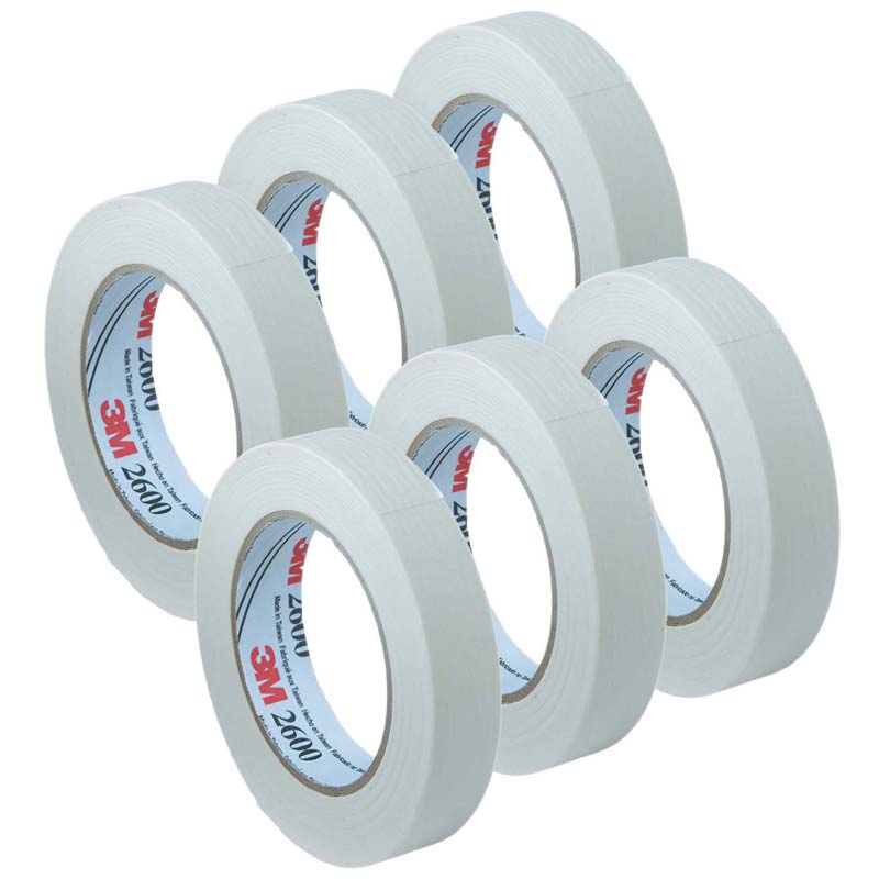 Masking Tape, 1 in x 60 yds, White, 6 Rolls
