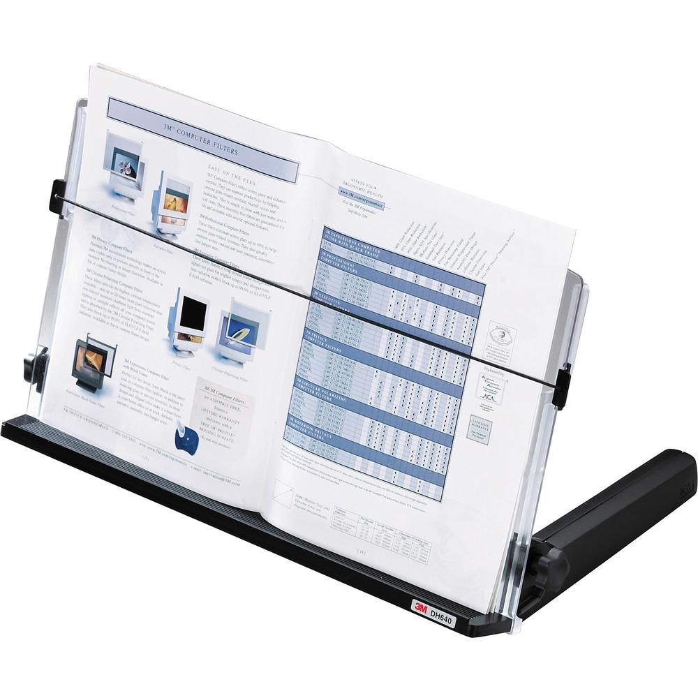 3M In-Line Document Holder - 4" Height x 18" Width - Black, Clear