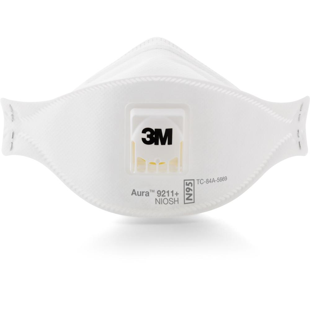 3M Aura Particulate Respirator - Comfortable, Adjustable Nose Clip, Disposable, Lightweight, Exhalation Valve, Collapse Resistan