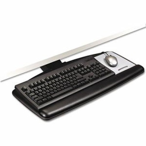 3M Easy Adjust Keyboard Tray with Standard Keyboard and Mouse Platform - 23" Height x 25.5" Width x 12" Depth - Black - 1