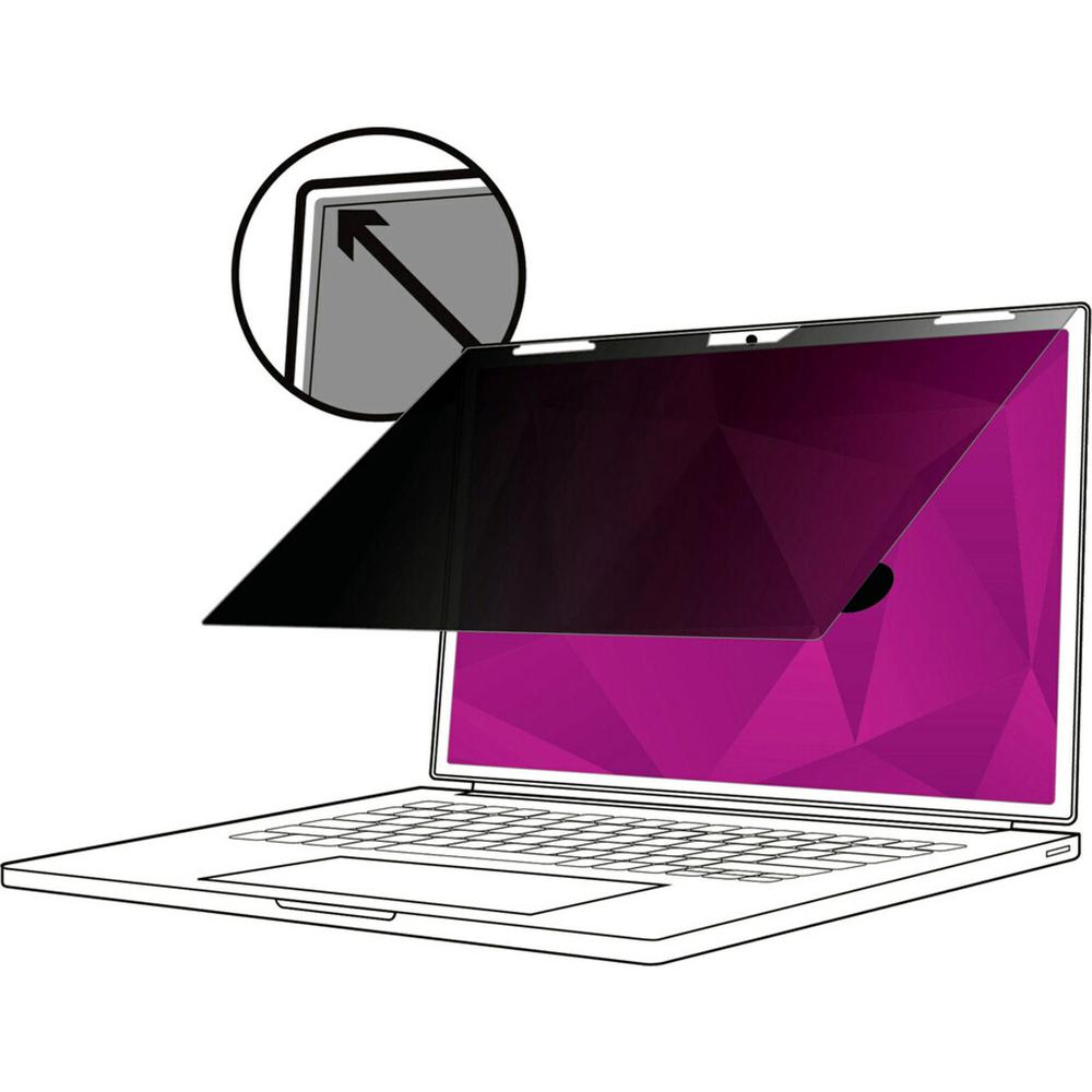 3M High Clarity Privacy Filter Black, Glossy - For 15.4" Widescreen LCD Notebook - 16:10 - Scratch Resistant, Dust Resistant