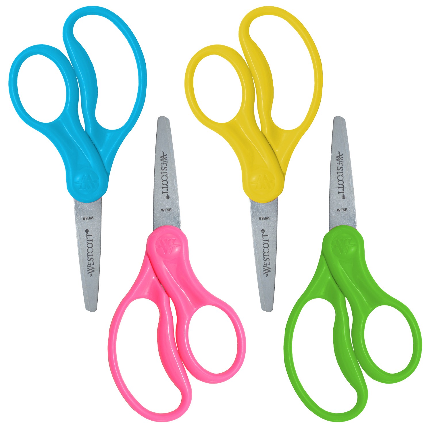 5" Hard Handle Kids Scissors, Pointed, Assorted Colors, Pack of 2