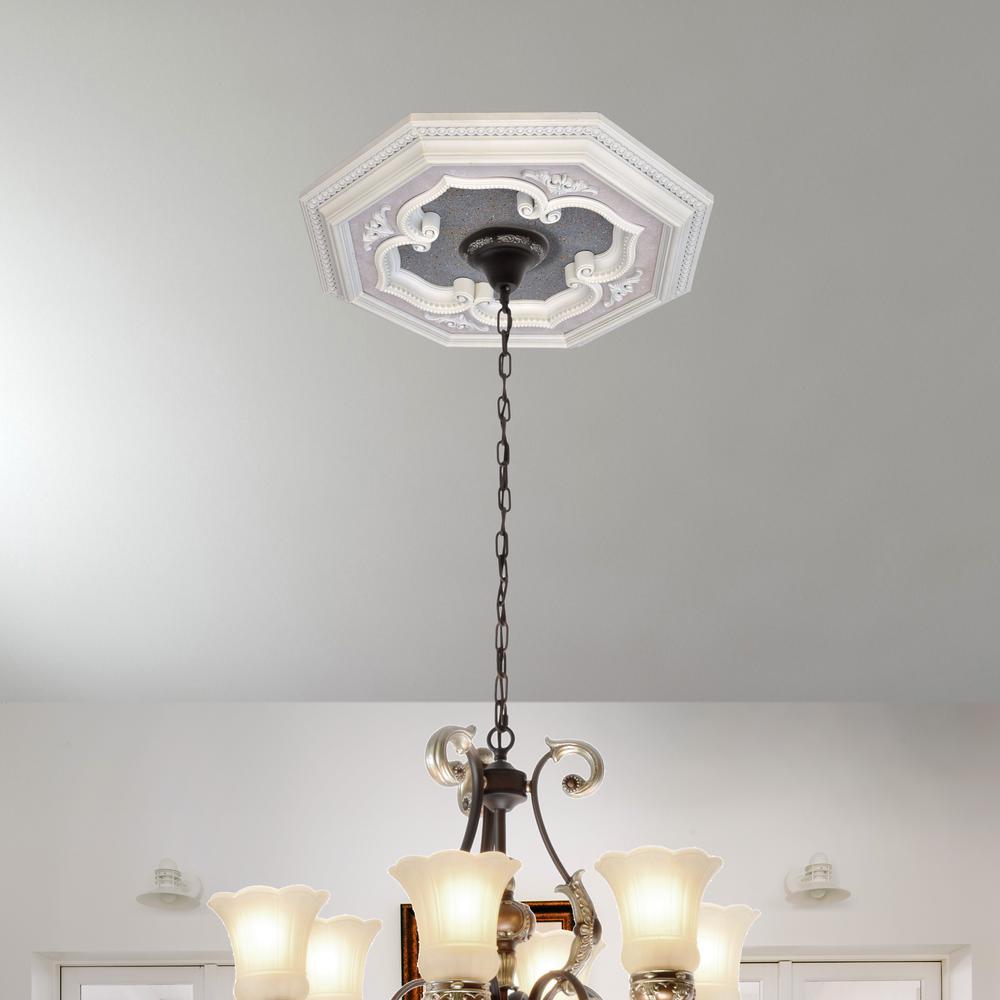 White and Silver Four Leaf Clover Octagon Chandelier Ceiling Medallion 24in