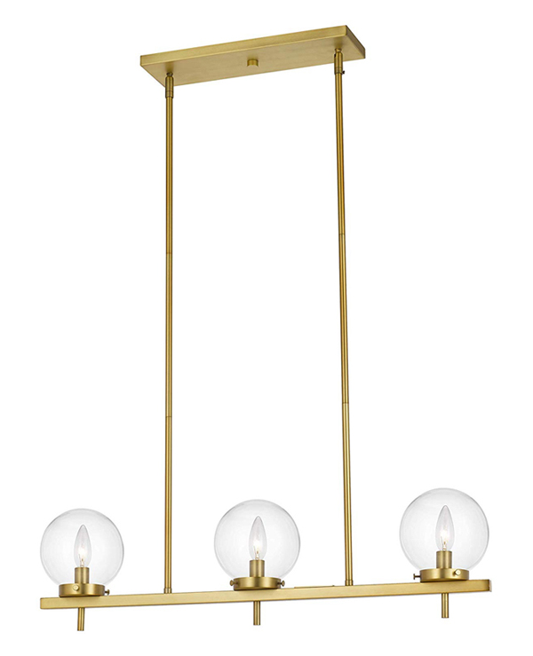 Odessa 3-Light Hanging Pendant, 33"Lx8.5"Wx42.5"H, Glass Globe, Hardwire