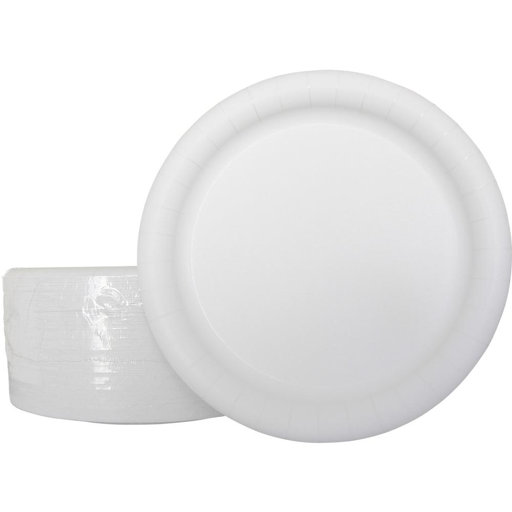 AJM Dinnerware Paper Plates - Disposable - White - Paper Body - 125 / Pack
