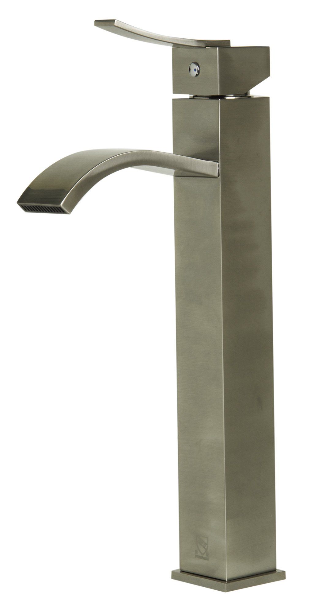 ALFI brand AB1158-BN Tall Brushed Nickel Tall Square Body Curved Spout Single Lever Bathroom Faucet