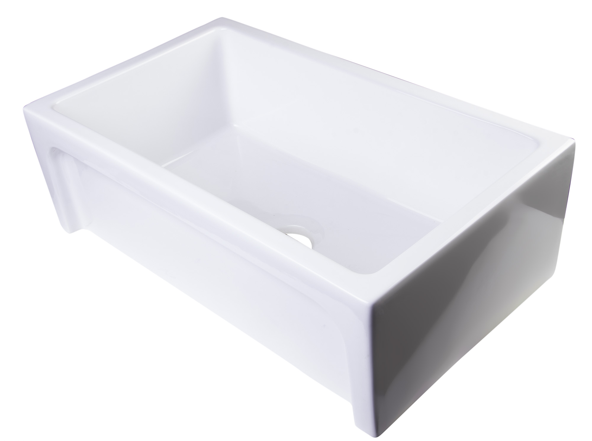 ALFI brand AB3018ARCH-W 30" White Arched Apron Thick Wall Fireclay Single Bowl Farm Sink