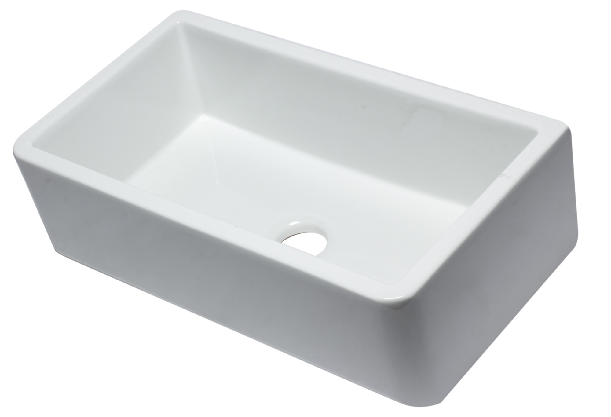 ALFI brand AB3318SB-W 33" White Smooth Apron Solid Thick Wall Fireclay Single Bowl Farm Sink