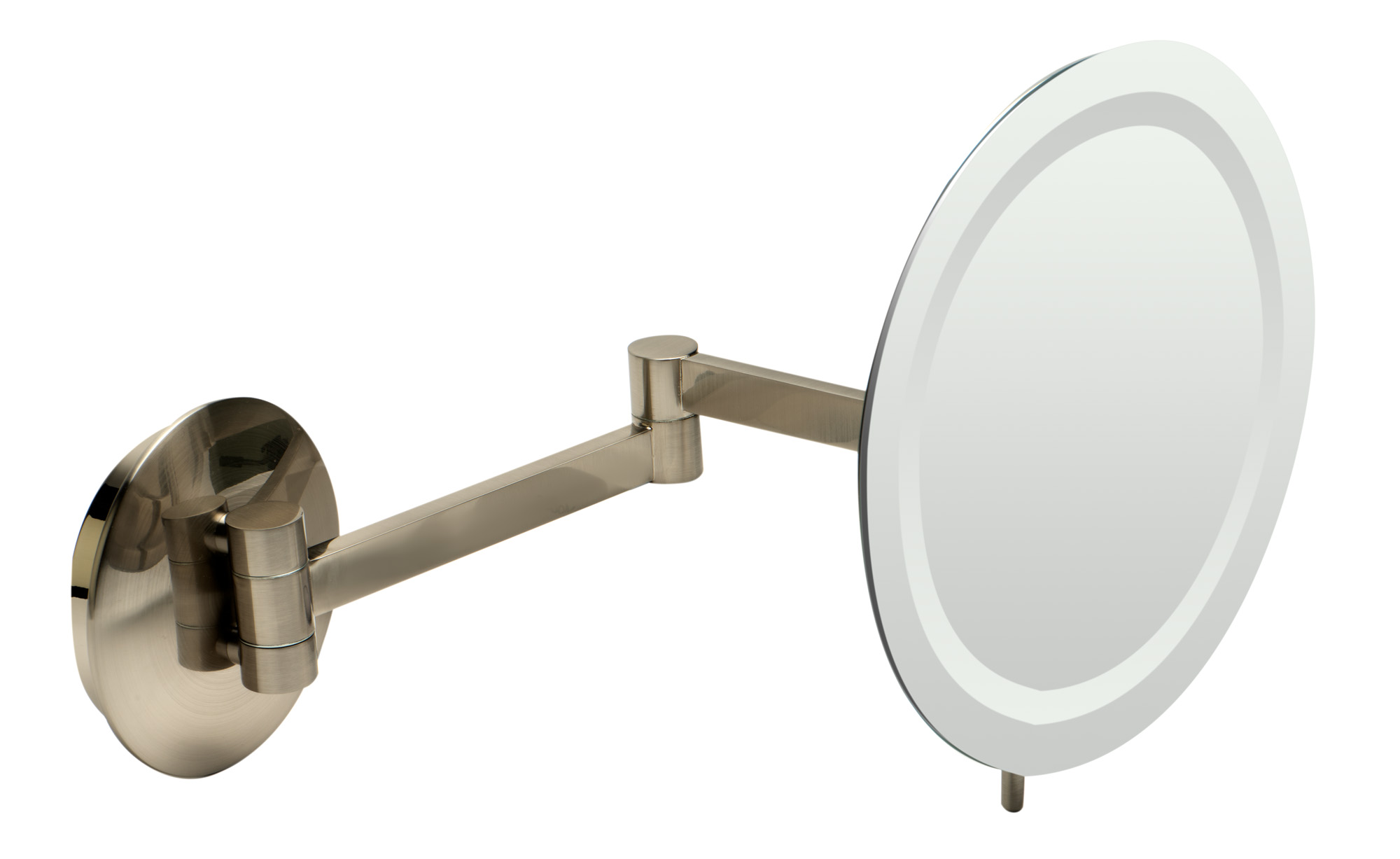 ALFI brandABM9WLED-BNBrushed Nickel Wall Mount Round 9" 5x Magnifying Cosmetic Mirror with Light