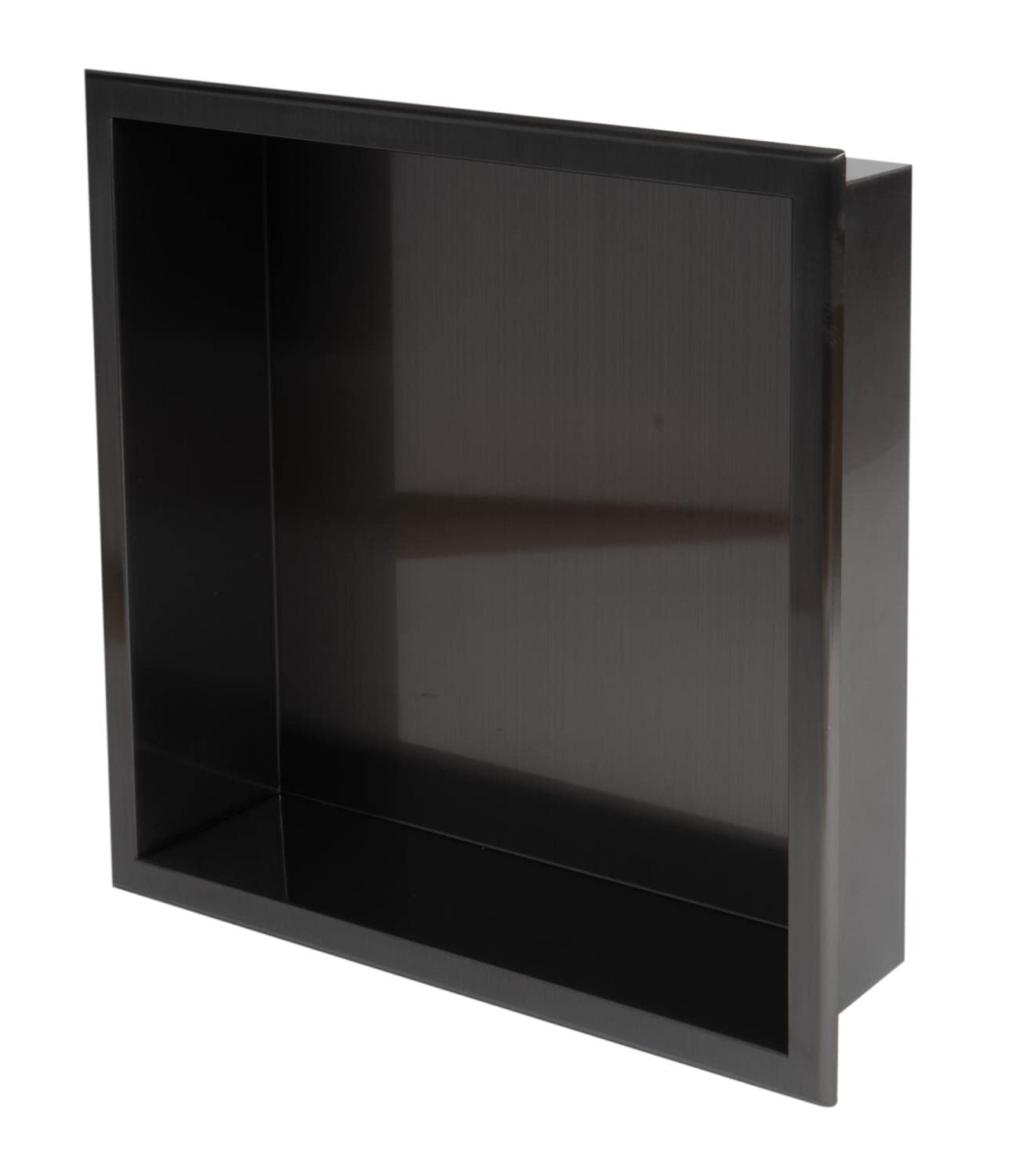 ALFI brand ABNP1616-BB 16" x 16" Brushed Black PVD Steel Square Single Shelf Shower Niche