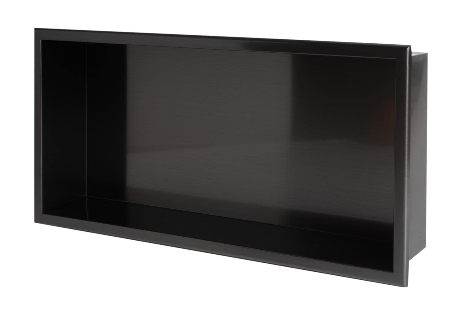 ALFI brand ABNP2412-BB 24" x 12" Brushed Black PVD Stainless Steel Horizontal Single Shelf Shower Niche