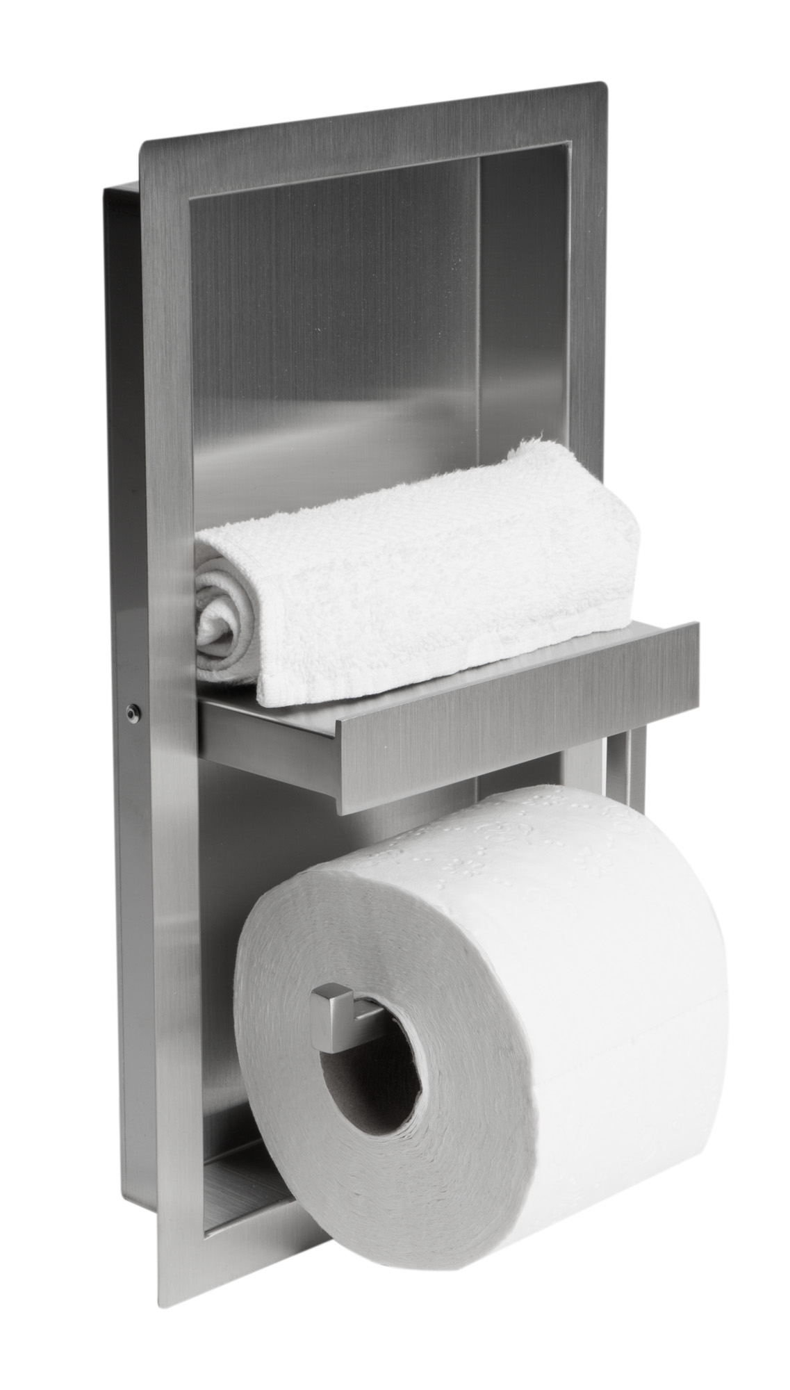 ALFI brand ABTPN88-BSS Brushed Stainless Steel Recessed Shelf / Toilet Paper Holder Niche