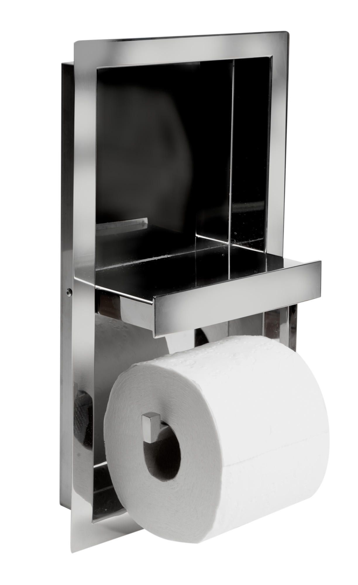 ALFI brand ABTPN88-PSS Polished Stainless Steel Recessed Shelf / Toilet Paper Holder Niche