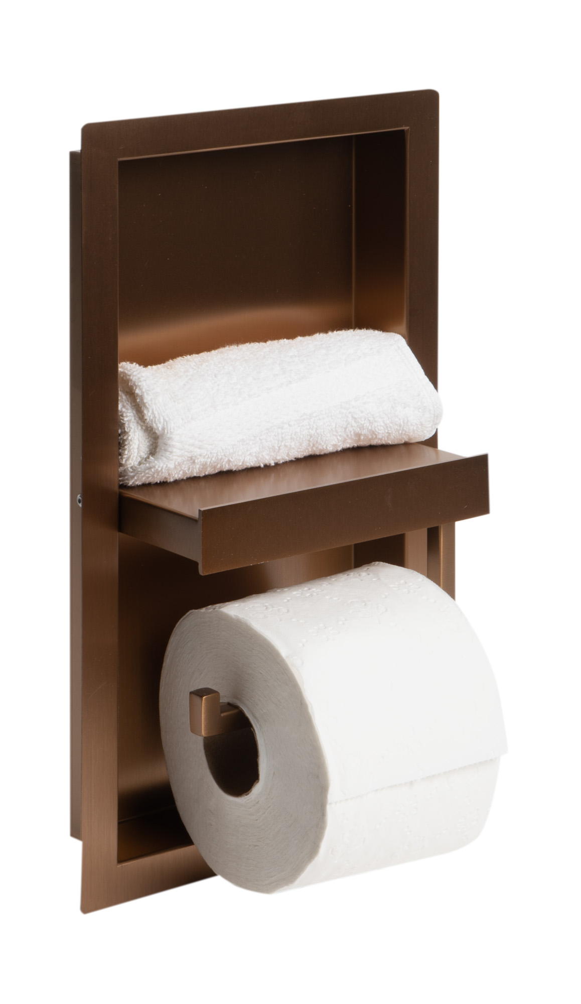 ALFI brand ABTPNP88-BC Brushed Copper PVD Stainless Steel Recessed Shelf / Toilet Paper Holder Niche