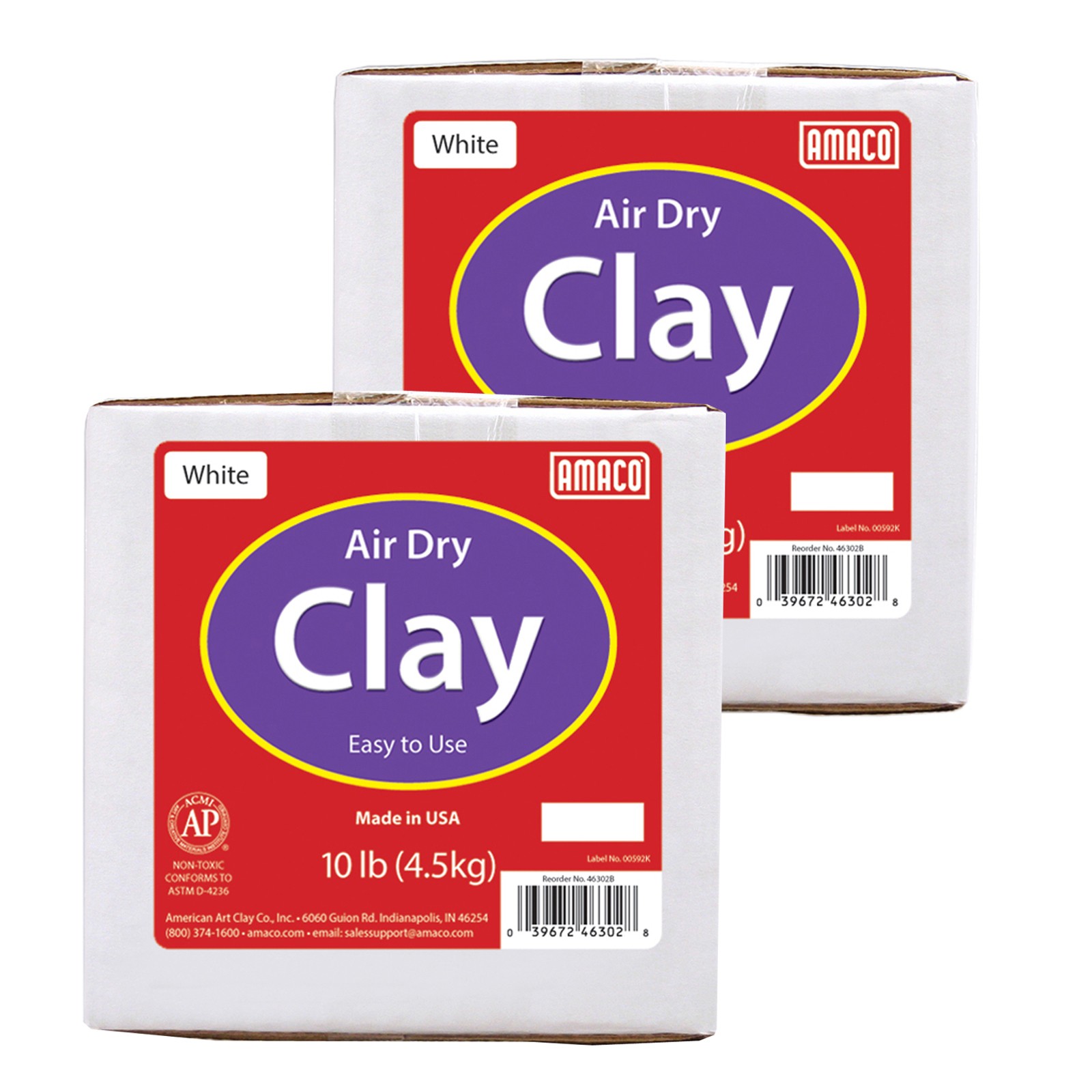 Air Dry Clay, White, 10 lbs. Per Box, 2 Boxes