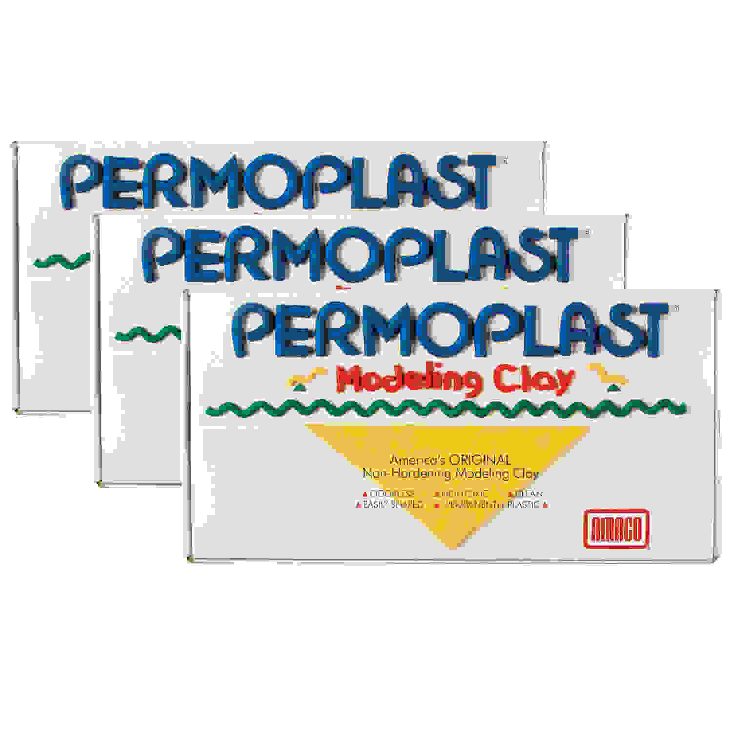 Permoplast Modeling Clay, Green, 1 lb. Per Box, 3 Boxes