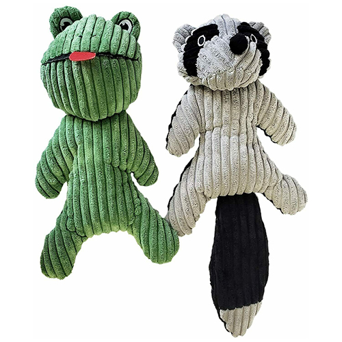 American Pet 405 Frog And Raccoon Plush Chewing Toy Set