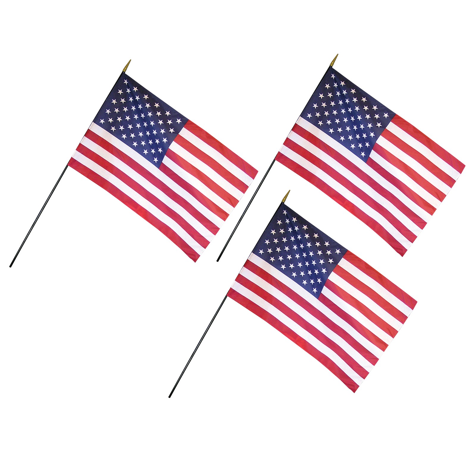 U.S. Classroom Flag with Staff, 12" x 18", Pack of 3