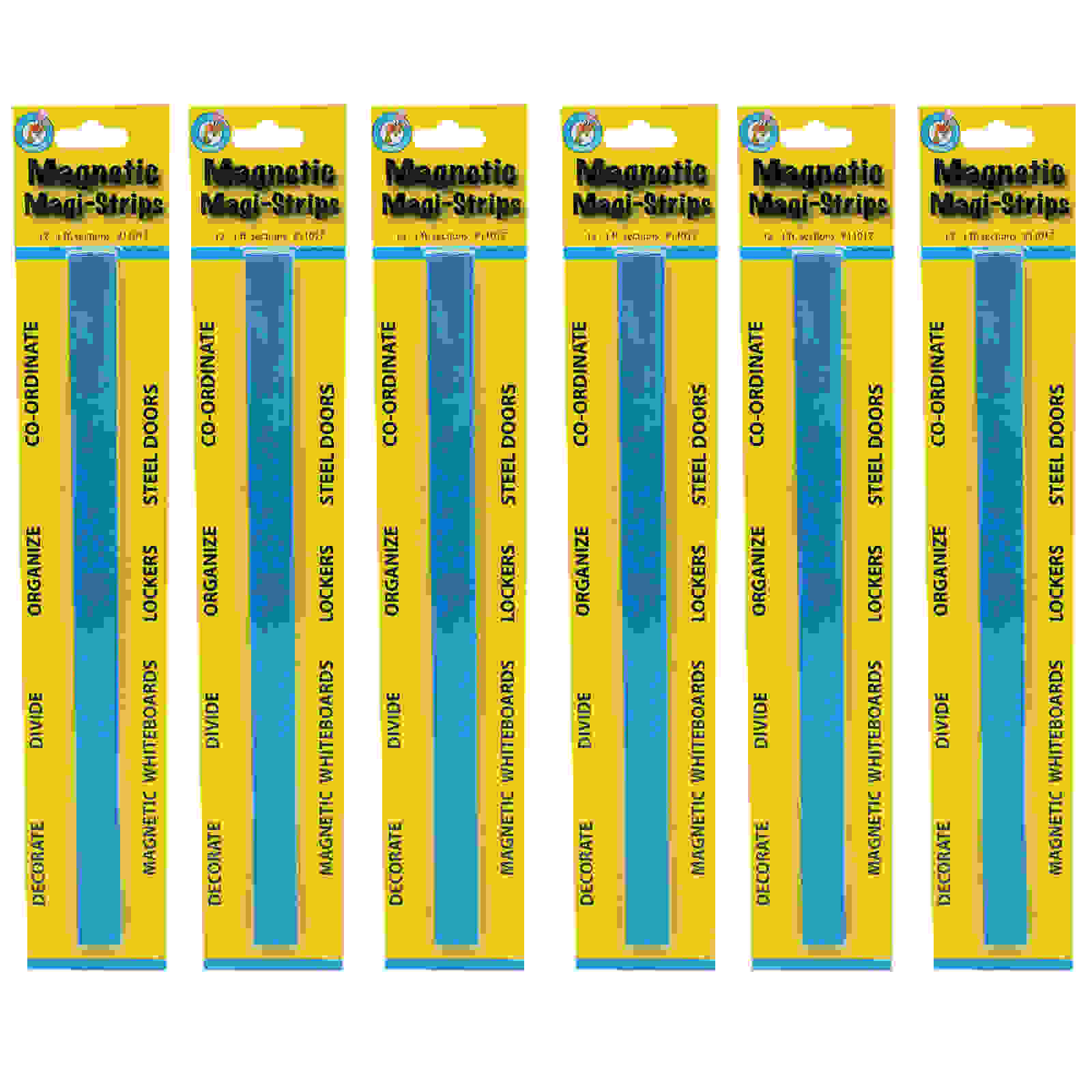 Magnetic Magi-Strips, Blue, 12 Feet Per Pack, 6 Packs