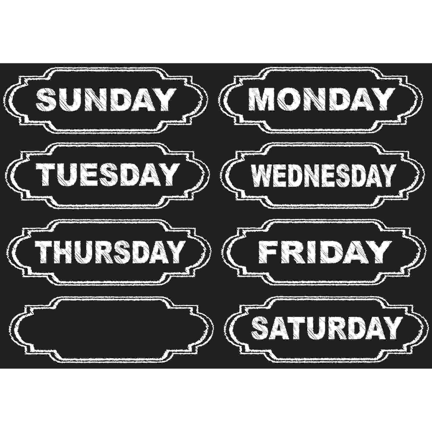 Die-Cut Magnets, Chalkboard Days of the Week, 8 Pieces