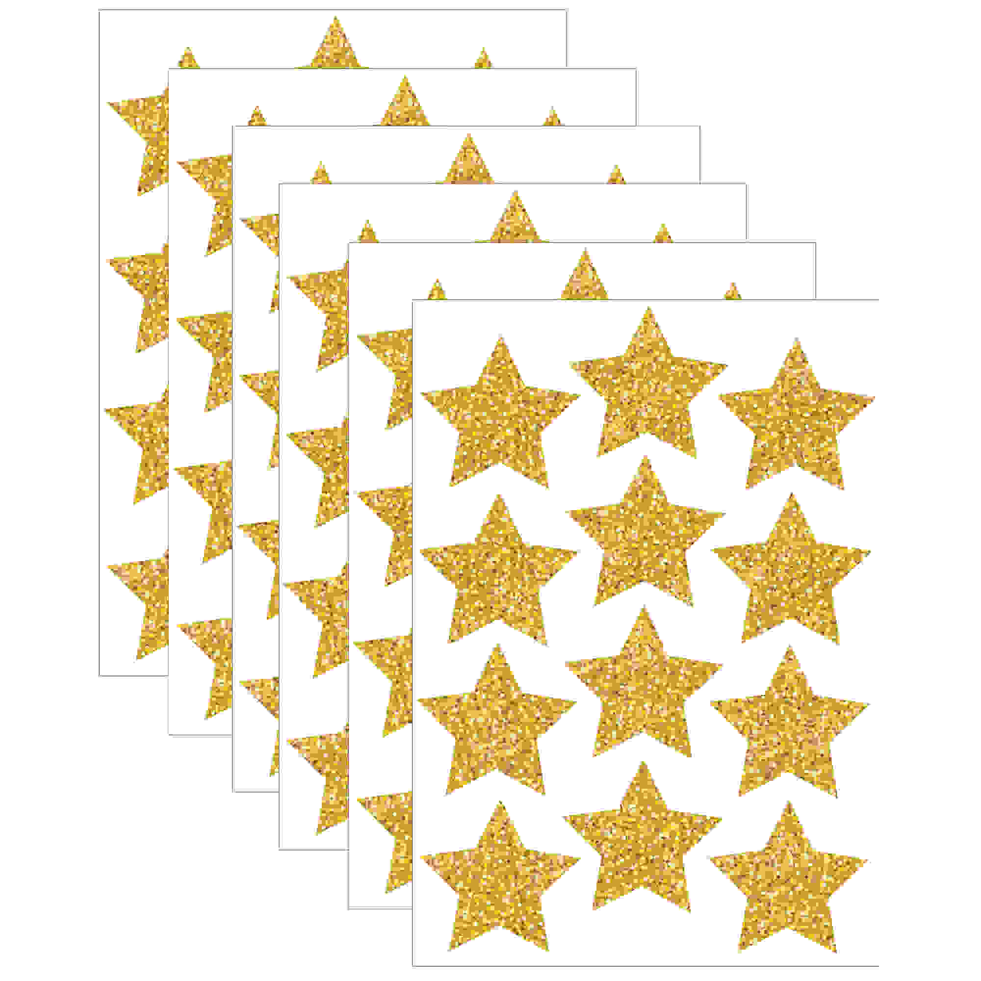 Die-Cut Magnets, 3" Gold Sparkle Stars, 12 Per Pack, 6 Packs