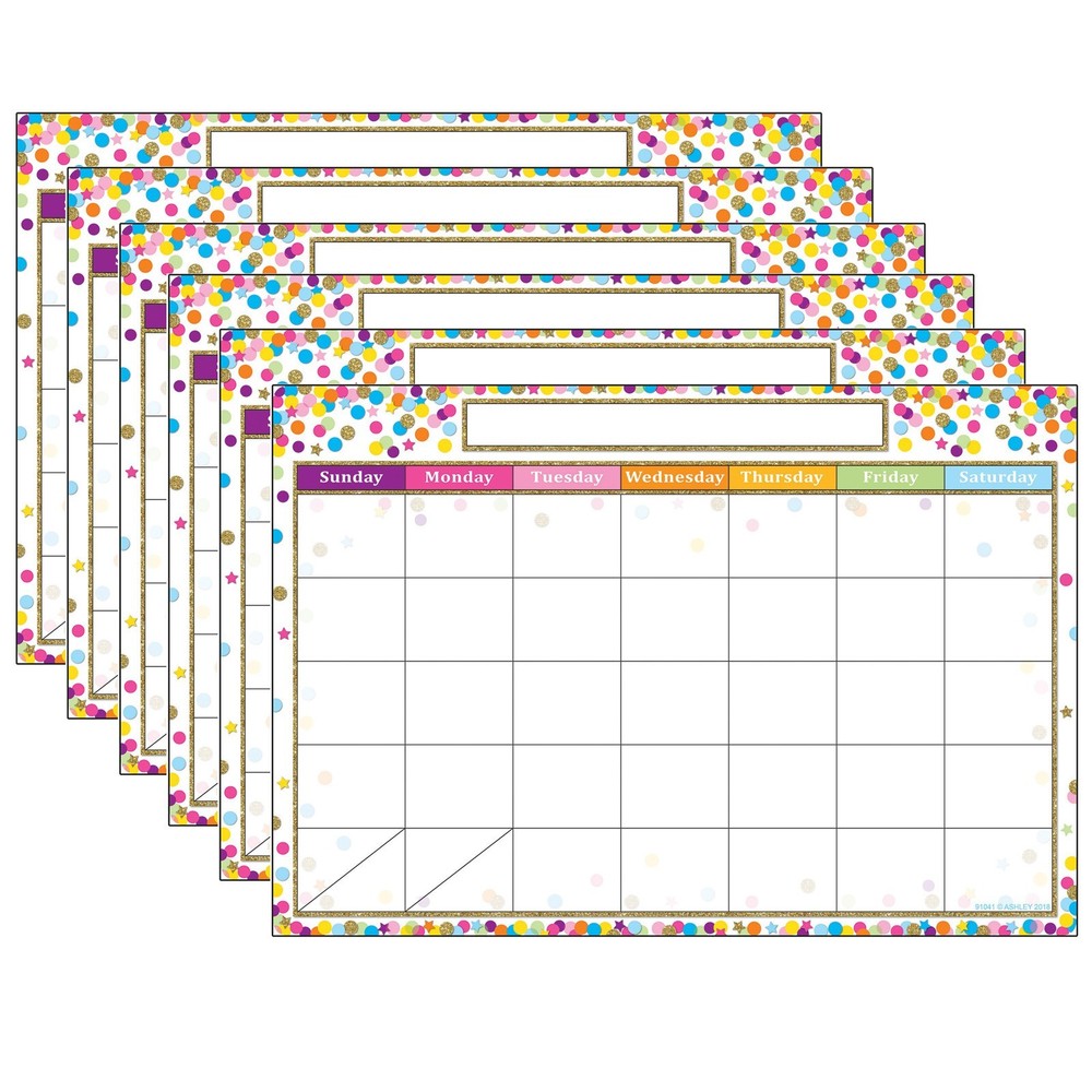Smart Poly Chart, 13" x 19", Confetti Calendar, Pack of 6