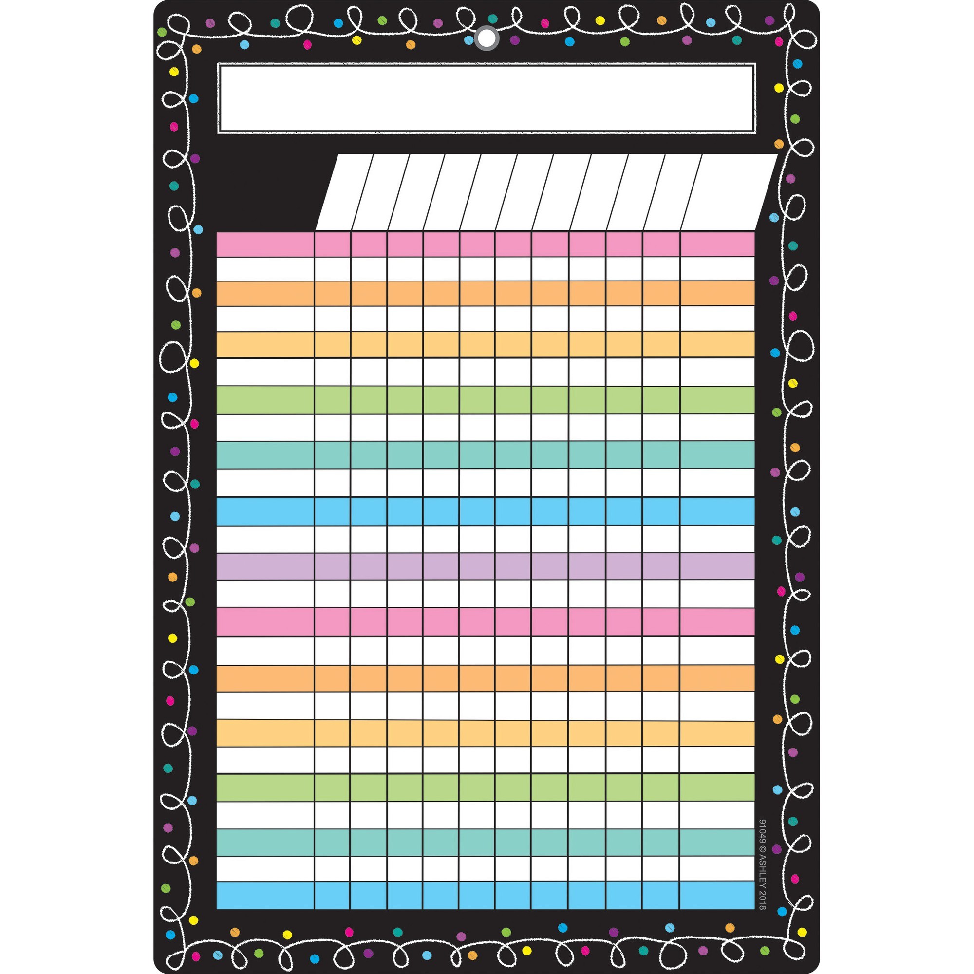 Smart Poly Chart, 13" x 19", Chalk Dots with Loops Incentive, w/Grommet
