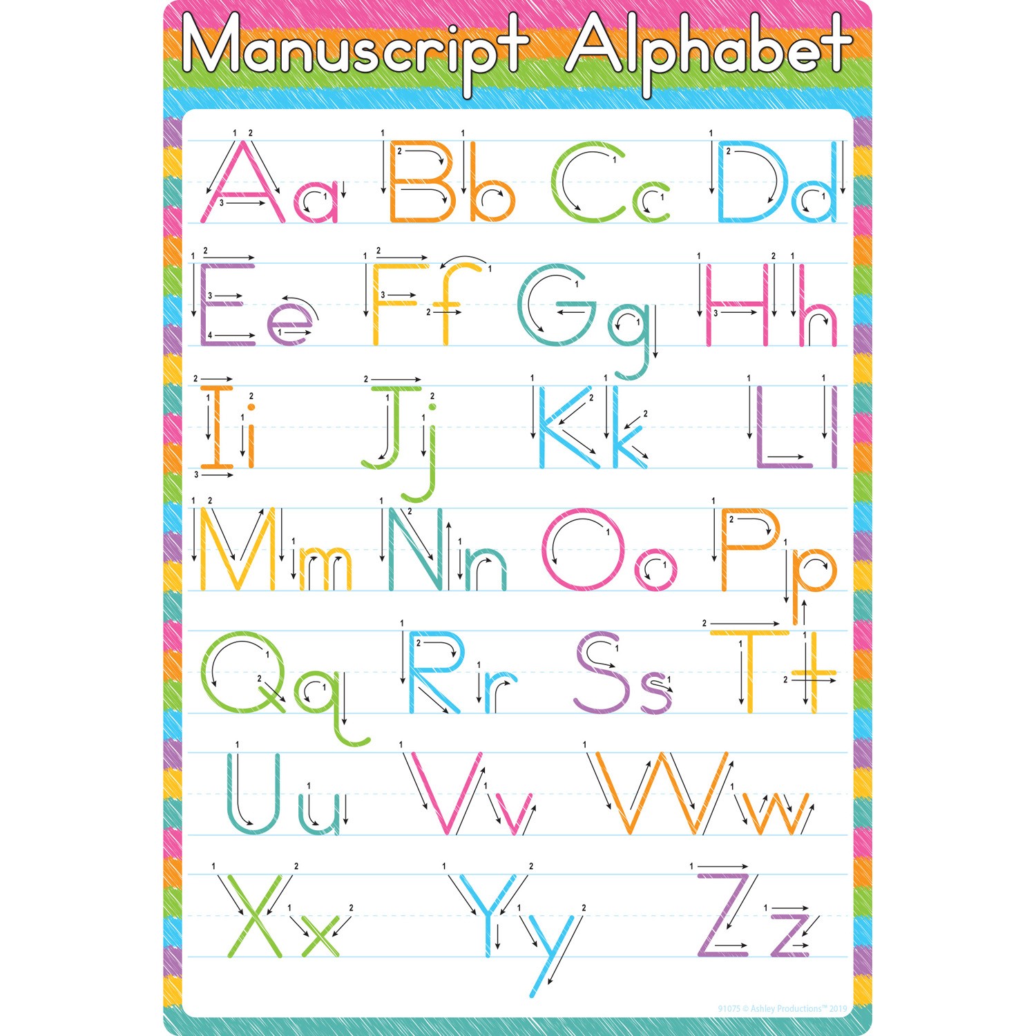 Smart Poly Chart Manuscript Alphabet, 13" x 19"