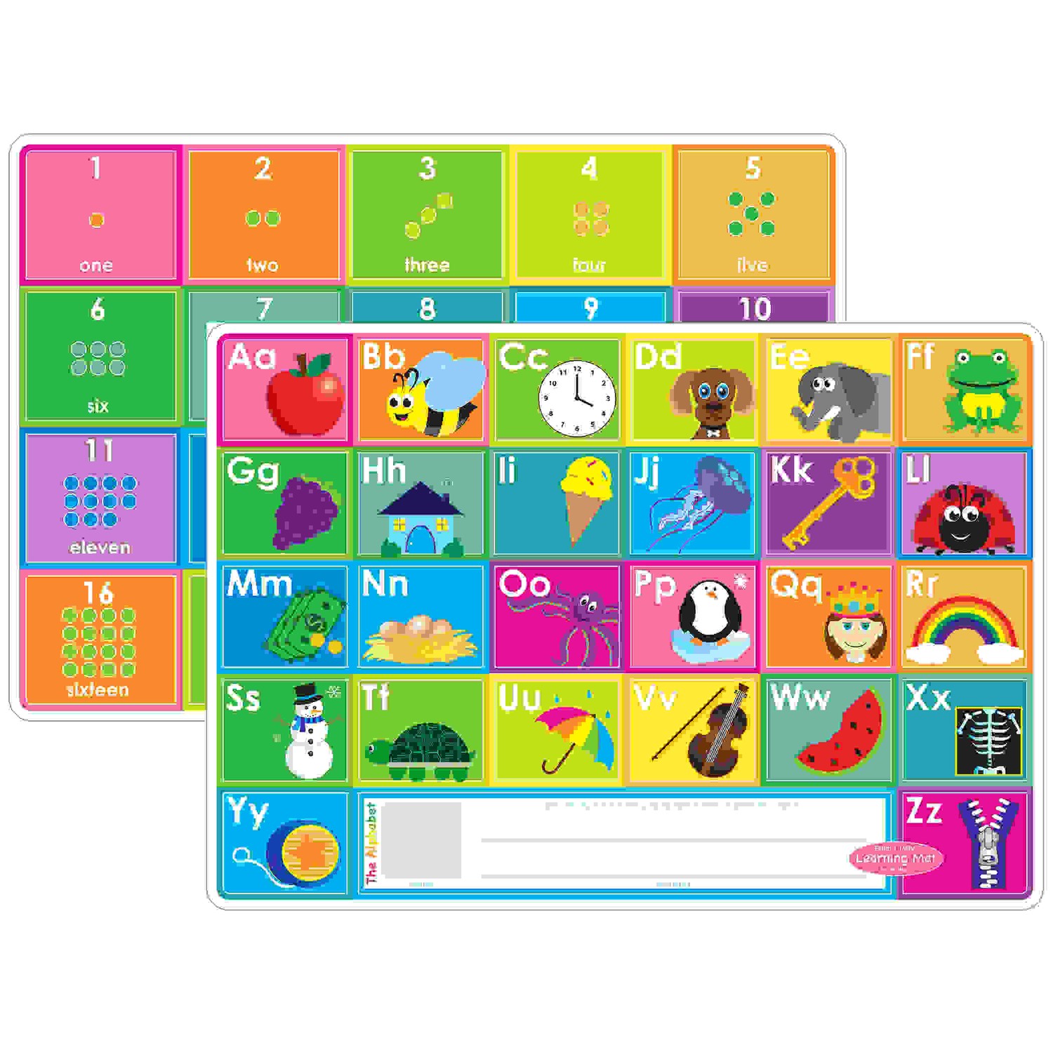 Smart Poly Learning Mat, 12" x 17", Double-Sided, ABC & Numbers 1-20