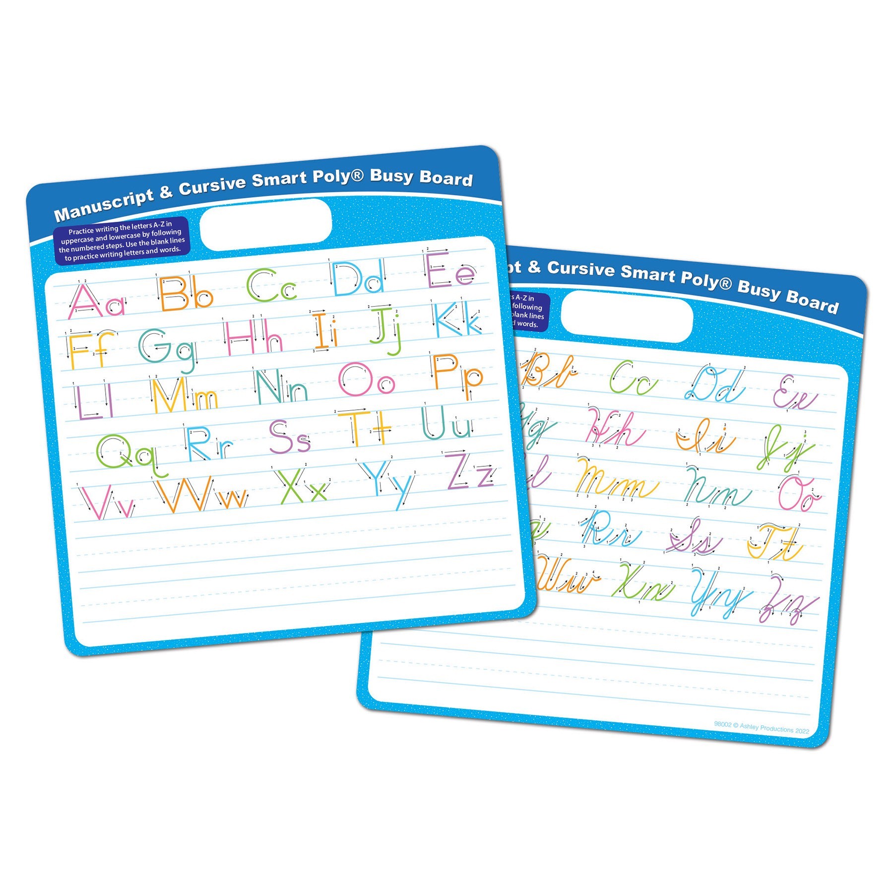 Smart Poly Educational Activity Busy Board, Dry Erase with Marker, 10-3/4" x 10-3/4", Manuscript/Cursive
