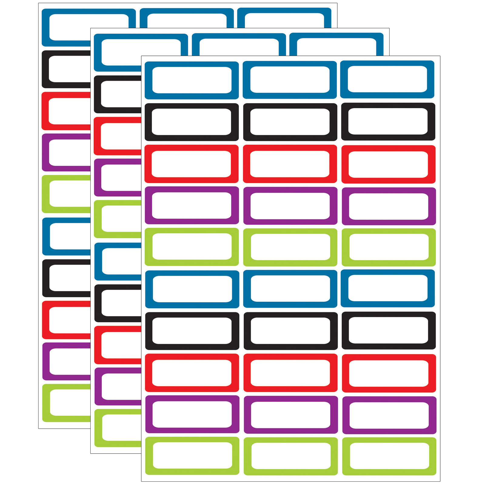 Die-Cut Magnetic Foam Assorted Color Labels/Nameplates, 30 Per Pack, 3 Packs