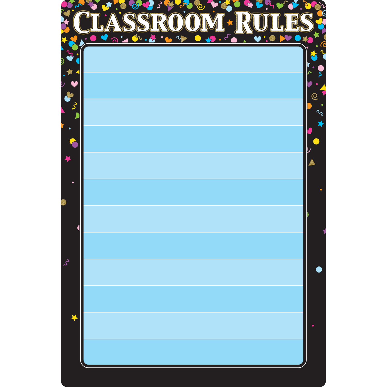 Smart Poly Chart Black Confetti Classroom Rules, 13" x 19"