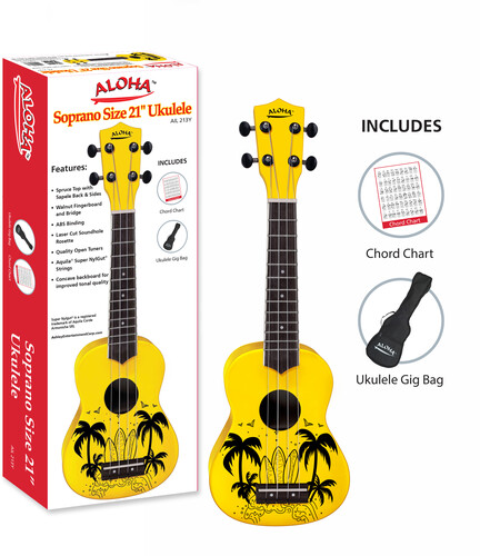 Aloha AIL 213Y Yellow Soprano Size Ukulele With Gig Bag