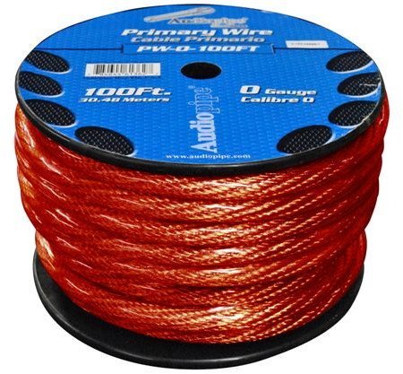 Power Wire 0Ga. 100' Red Audiopipe
