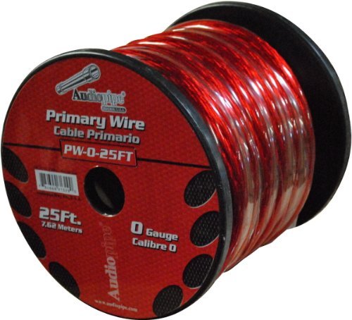 Power Wire Audiopipe 0Ga. 25' Red
