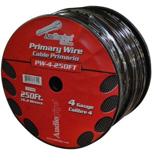 Power Wire Audiopipe 4Ga 250' Black