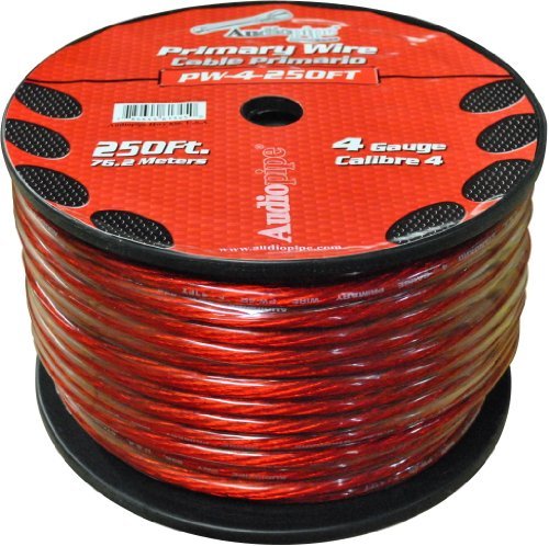 Power Wire Audiopipe 4Ga 250' Red