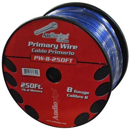 Power Wire Audiopipe 8Ga 250' Blue