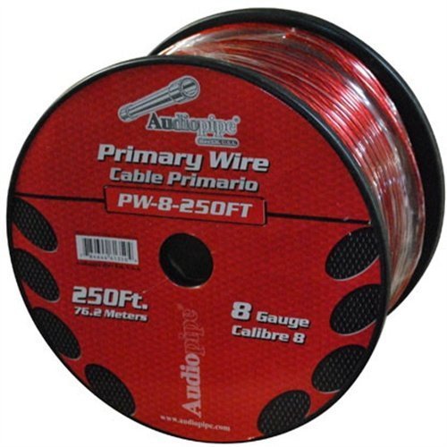 Power Wire Audiopipe 8Ga 250' Red
