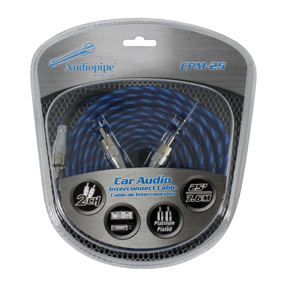 Audiopipe Platinum Plated Interconnect Cable 25ft