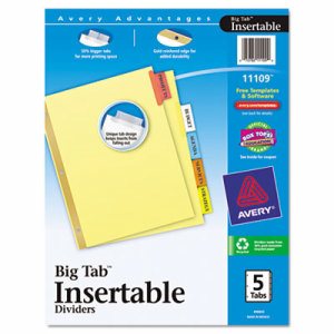 Big Tab Insertable Dividers, Buff Paper, 5-Tab Set, Multicolor