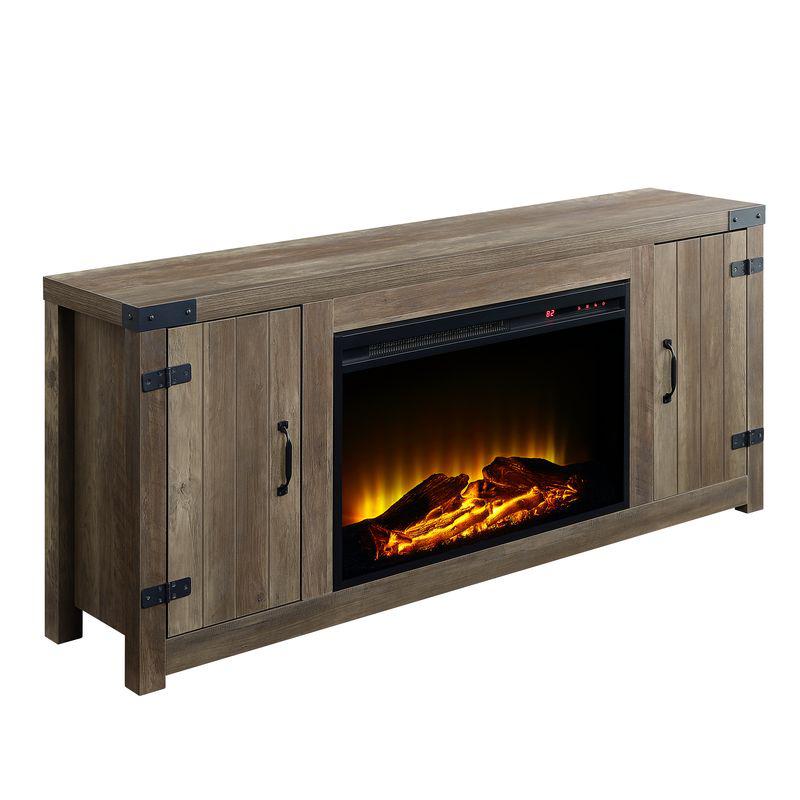Tobias Rustic Oak Finish Fireplace