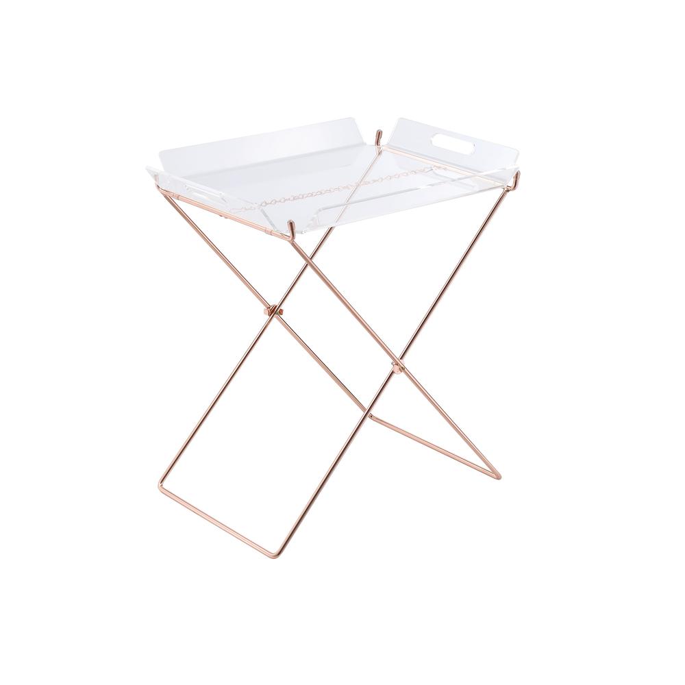 Cercie Tray Table, Clear Acrylic & Copper