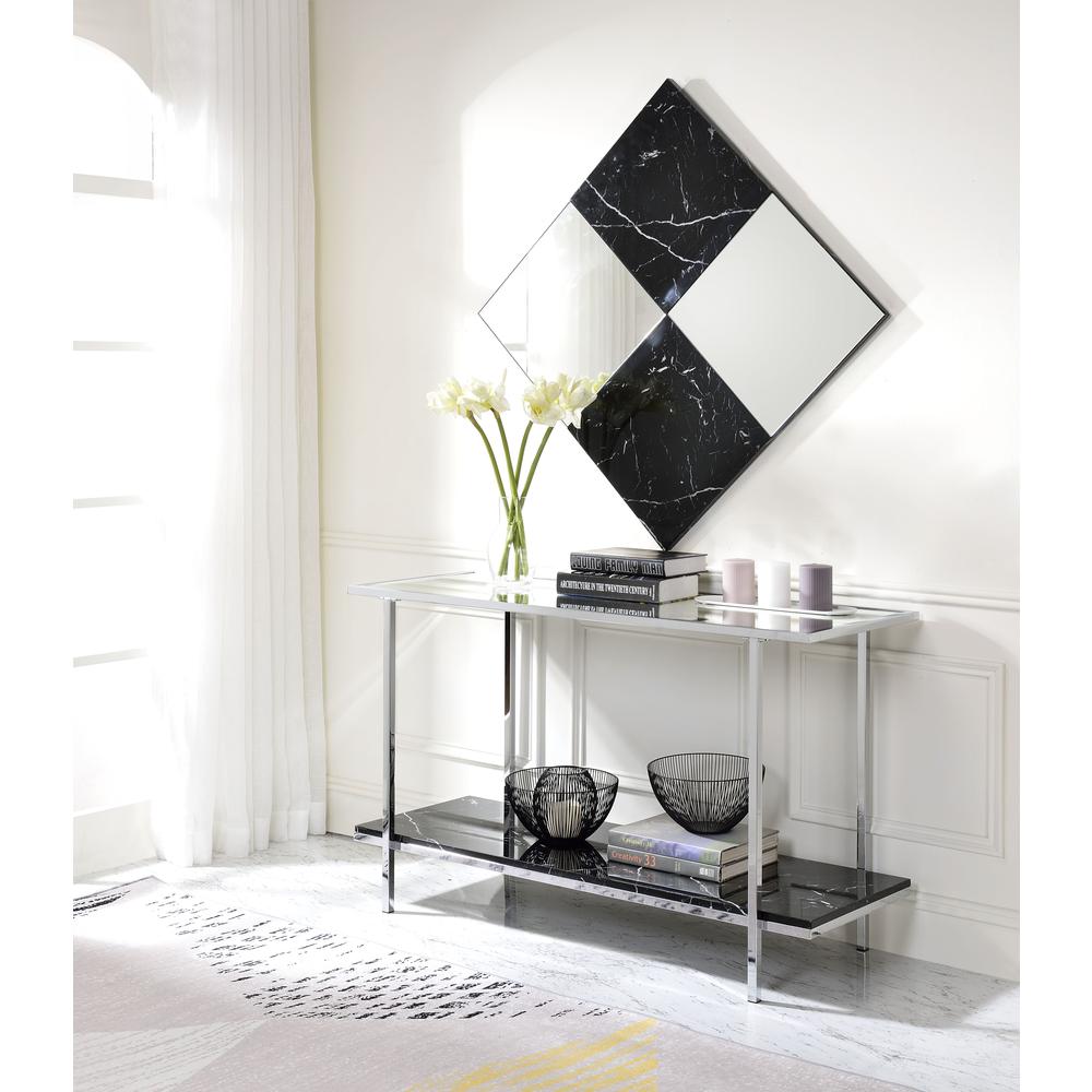 Wall Accent Mirror, Mirrored & Faux Marble 97565