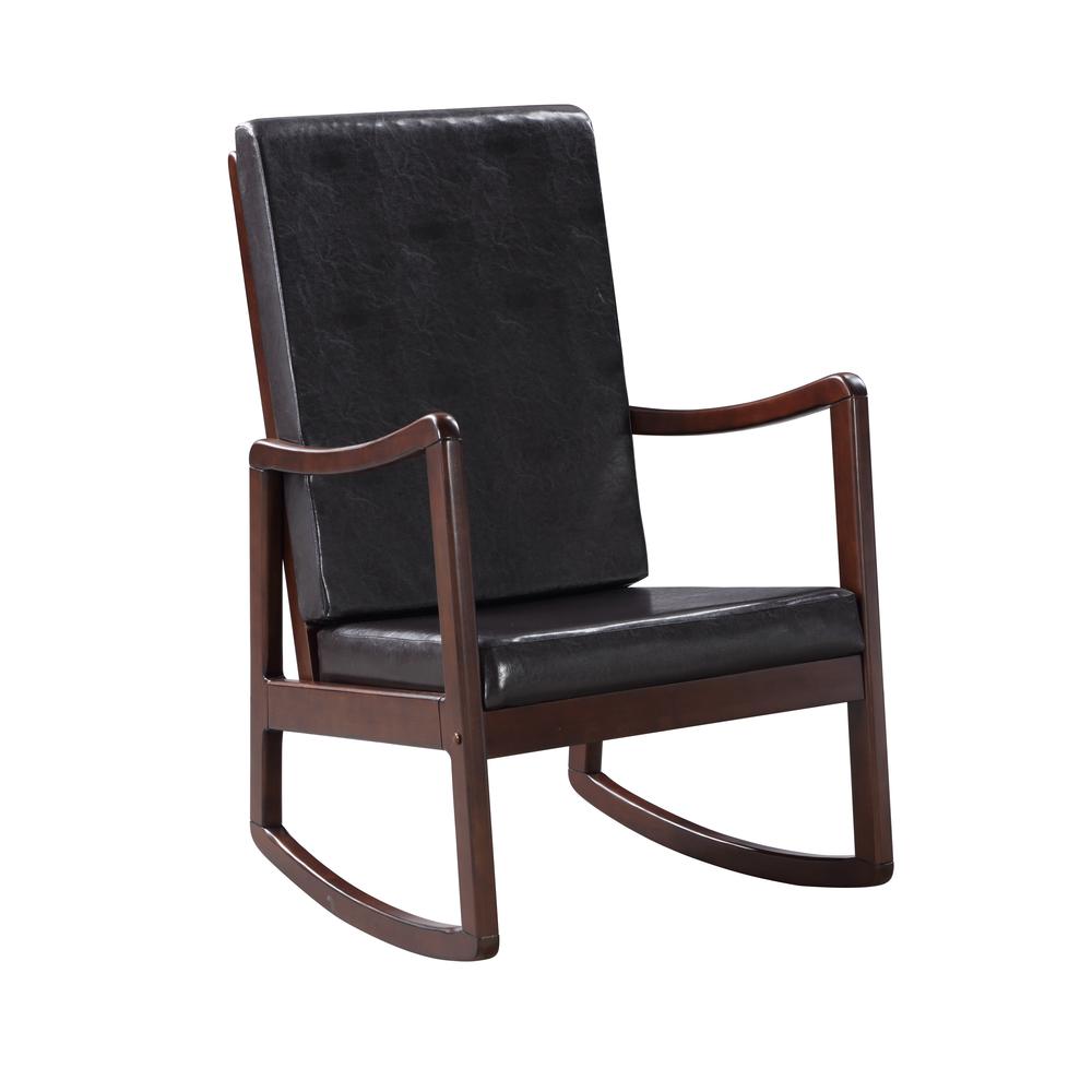 Raina Rocking Chair, Dark Brown PU & Espresso Finish (59935)