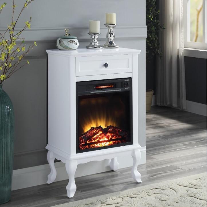 ACME Eirene Fireplace, White Finish