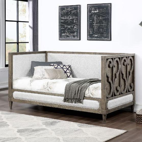 Artesia Tan Fabric & Salvaged Natural Finish Twin Daybed