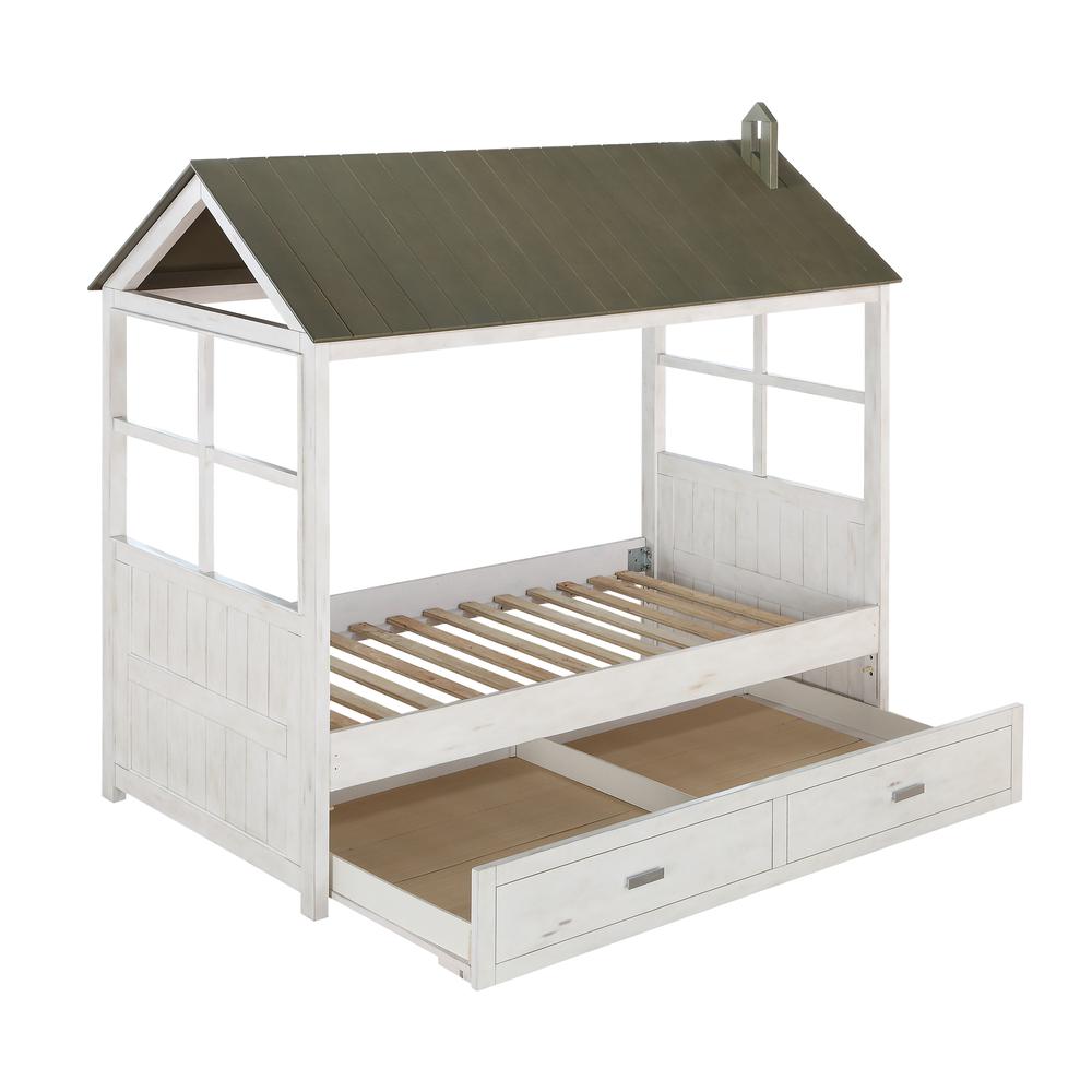 Tree House II Twin Bed, Weathered White & Washed Gray (1Set/3Ctn)