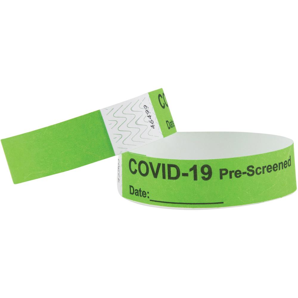 Advantus COVID Prescreened Tyvek Wristbands - 3/4" x 10" Length - Rectangle - Green - Tyvek - 500 / Pack