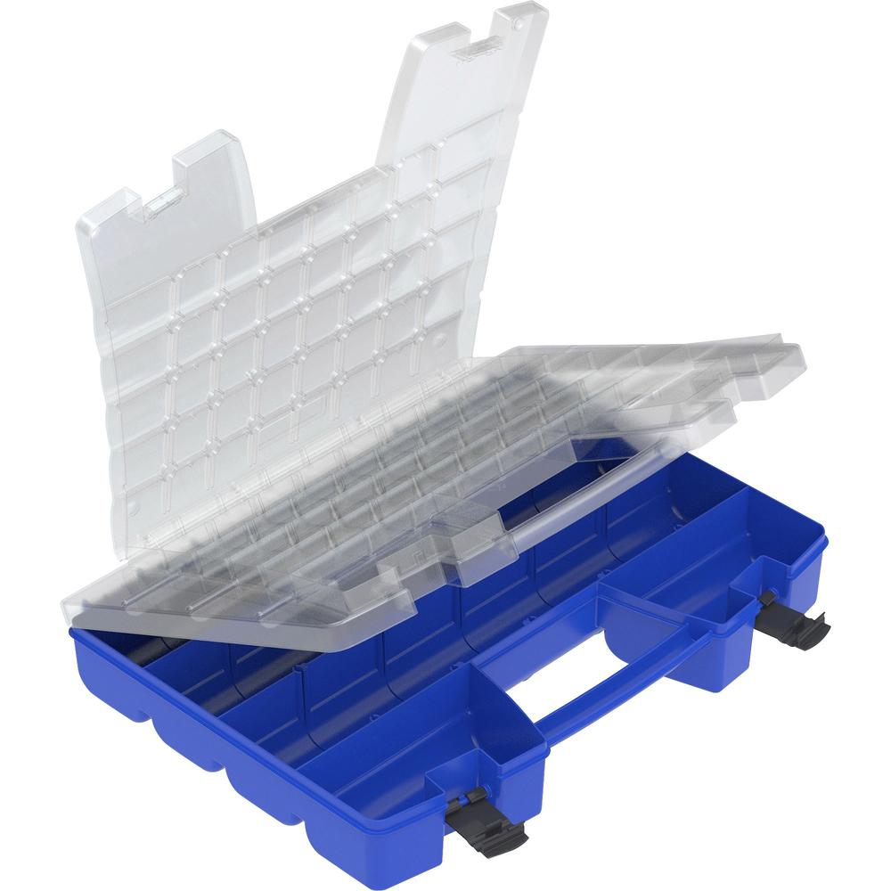 Akro-Mils Portable Organizer - External Dimensions: 13.4" Width x 18.3" Depth x 3.6" Height - Latching Closure - Blue, Clear, Bl